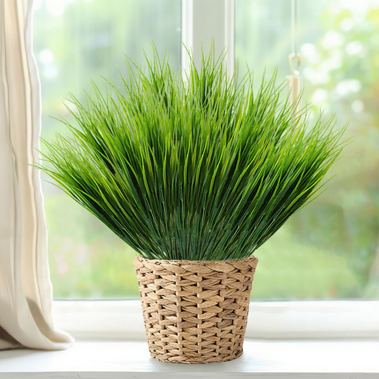 16 Piante di Erba Artificiale, Arbusti di Grano Artificiali da 40 cm, Piante Artificiali di Erba Alta per Decorazione all'aperto, Steli di Vegetazione Artificiale per Decorazione