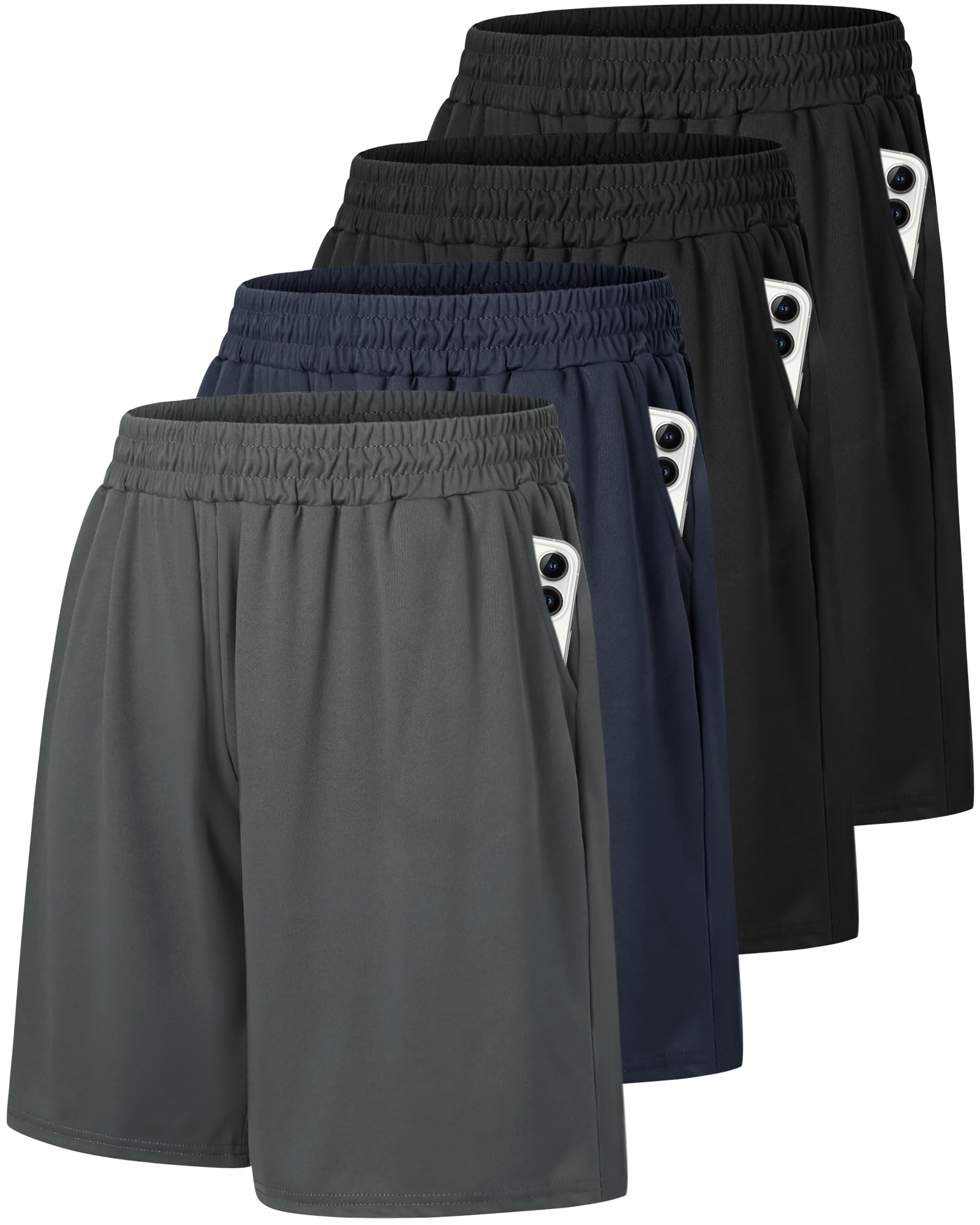 4 Pack Gym Mens Shorts Basketball Athletic