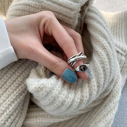 Miniatura 233 de 925 Sterling Silver Ring Minimalist Adjustable Rings Band Handmade Rings for Women Girls