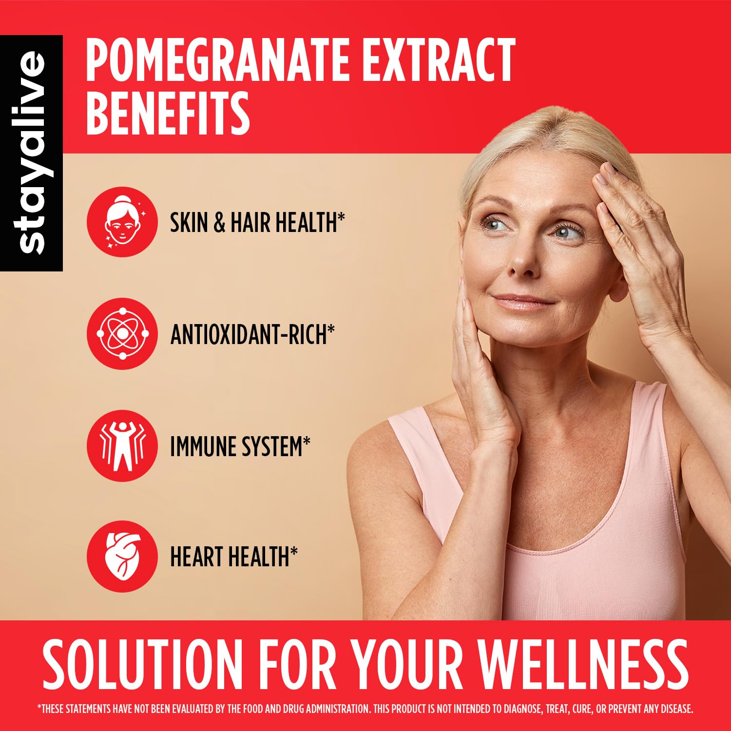 STAY ALIVE Pomegranate Extract Capsules, 20:1 Super Extract with 40% Ellagic Acid, 120 Count, Extra Strength Powder, All Natural Non-GMO and Gluten-Free Pomegranate Supplement for Women and Men - Image 3 thumbnail