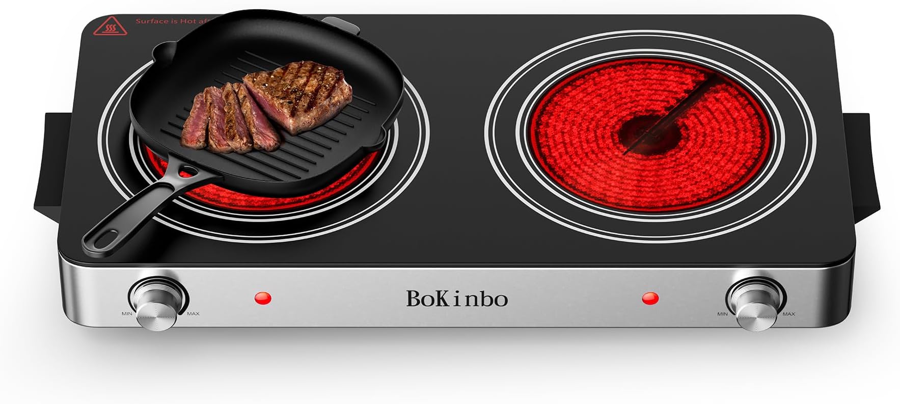 - Electric Cooktop, Dual 2200 Watts Infrared Burner, 2 Burner Electric Hot Plate for Cooking, Knob Control Countertop & Built-in Ceramic Cooktop, Overheat Protection Burner for Dorm, Kitchen