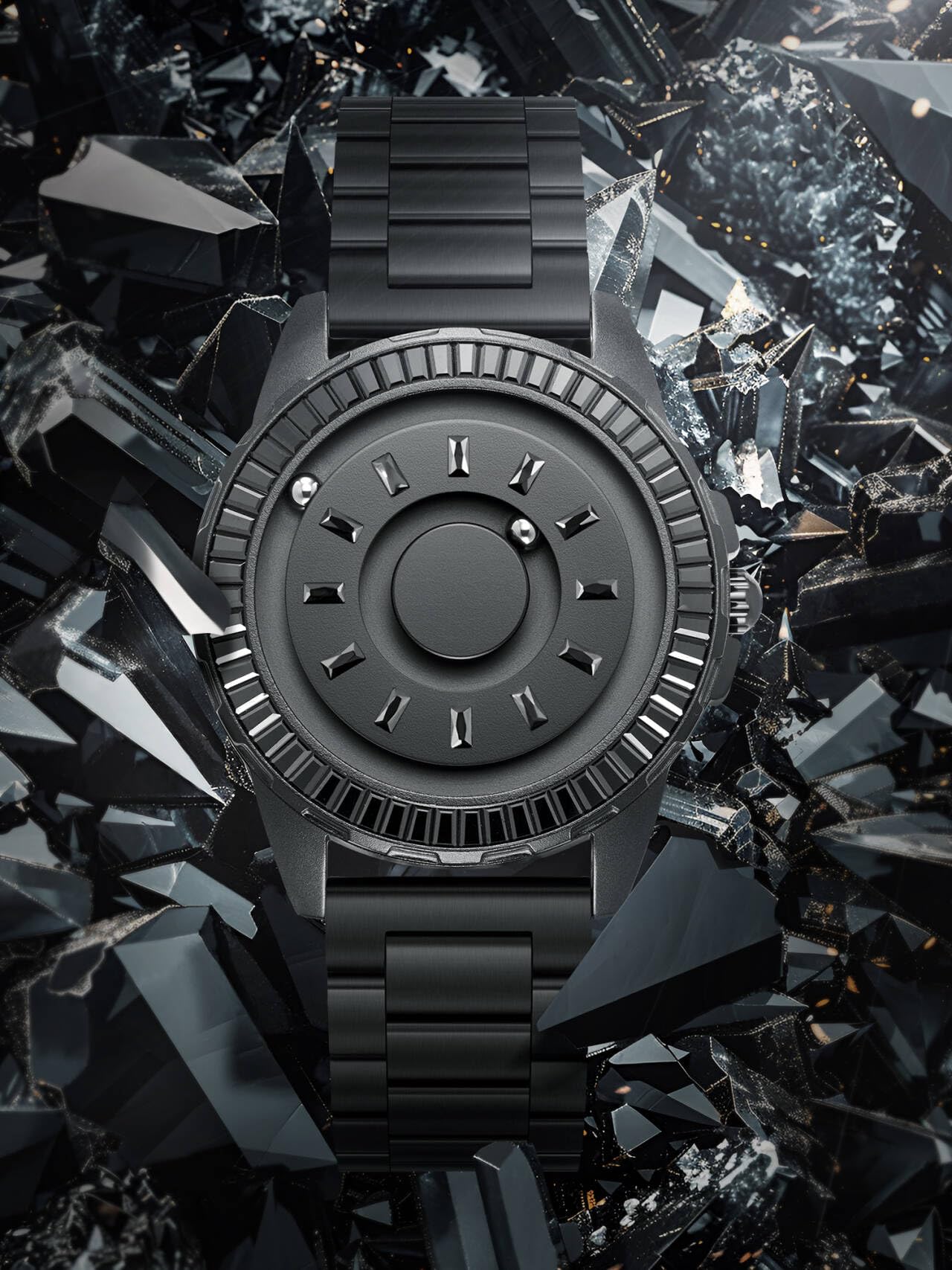 EUTOUR Ologio di Diamanti Magnetico Lusso Fashion Nessun Vetro Cuscinetto a Sfera Quarzo Orologi da Polso da Uomo Donna con Cinturino in Acciaio Inossidabile 42mm