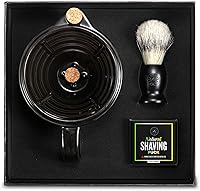Vista 11 de Silver Fox Shaving Scuttle - Tazón con afeitadora, jabón, cepillo, taza de acero inoxidable, mantiene la espuma caliente y cremosa, afeitado