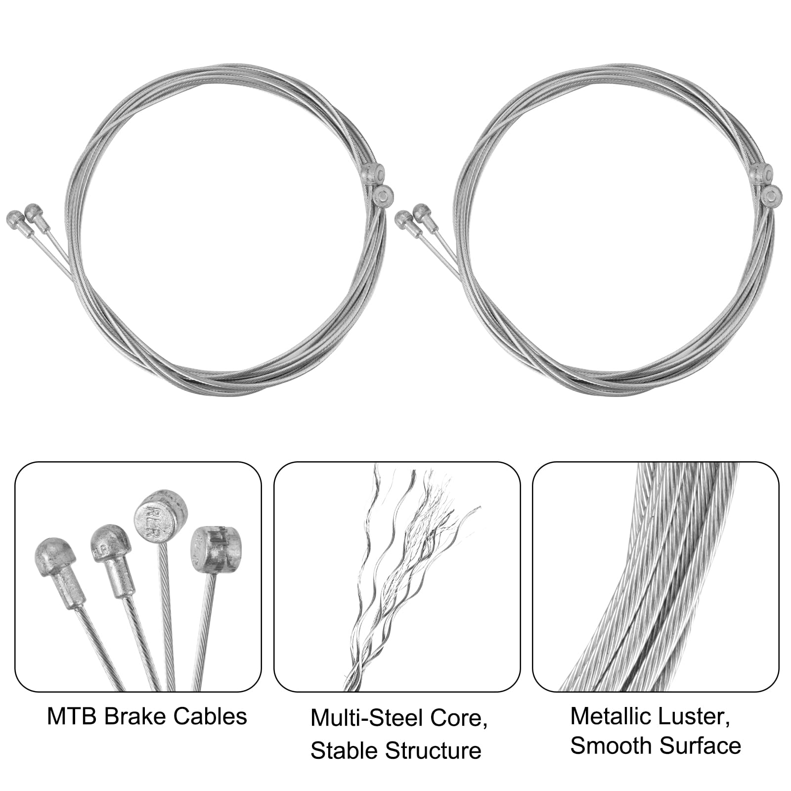 Kit Câbles Et Gaines De Frein Vélo - Universel Pour VTT, BMX, Route, Avec Accessoires De Fixation