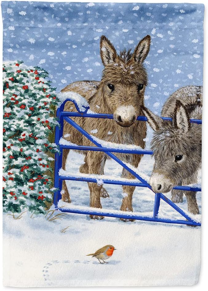 Caroline's Treasures ASA2159CHF Donkeys and Robin House Flag Large Porch Sleeve Pole Decorative Outside Yard Banner Artwork Wall Hanging, Polyester, House Size, Multicolor