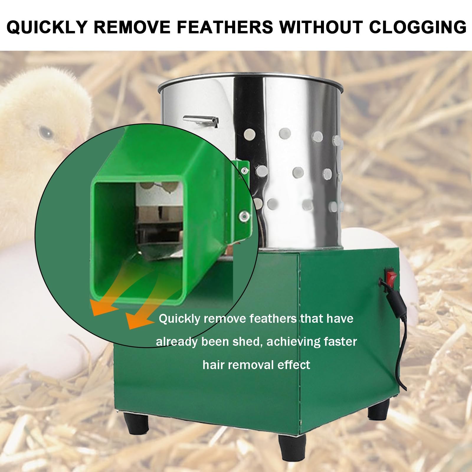 Macchina dello Plucker del pollame, Plucker della piuma dell'acciaio inossidabile, spennatura dei capelli di alta efficienza - 110 dita di gomma, attrezzatura di sconfitta