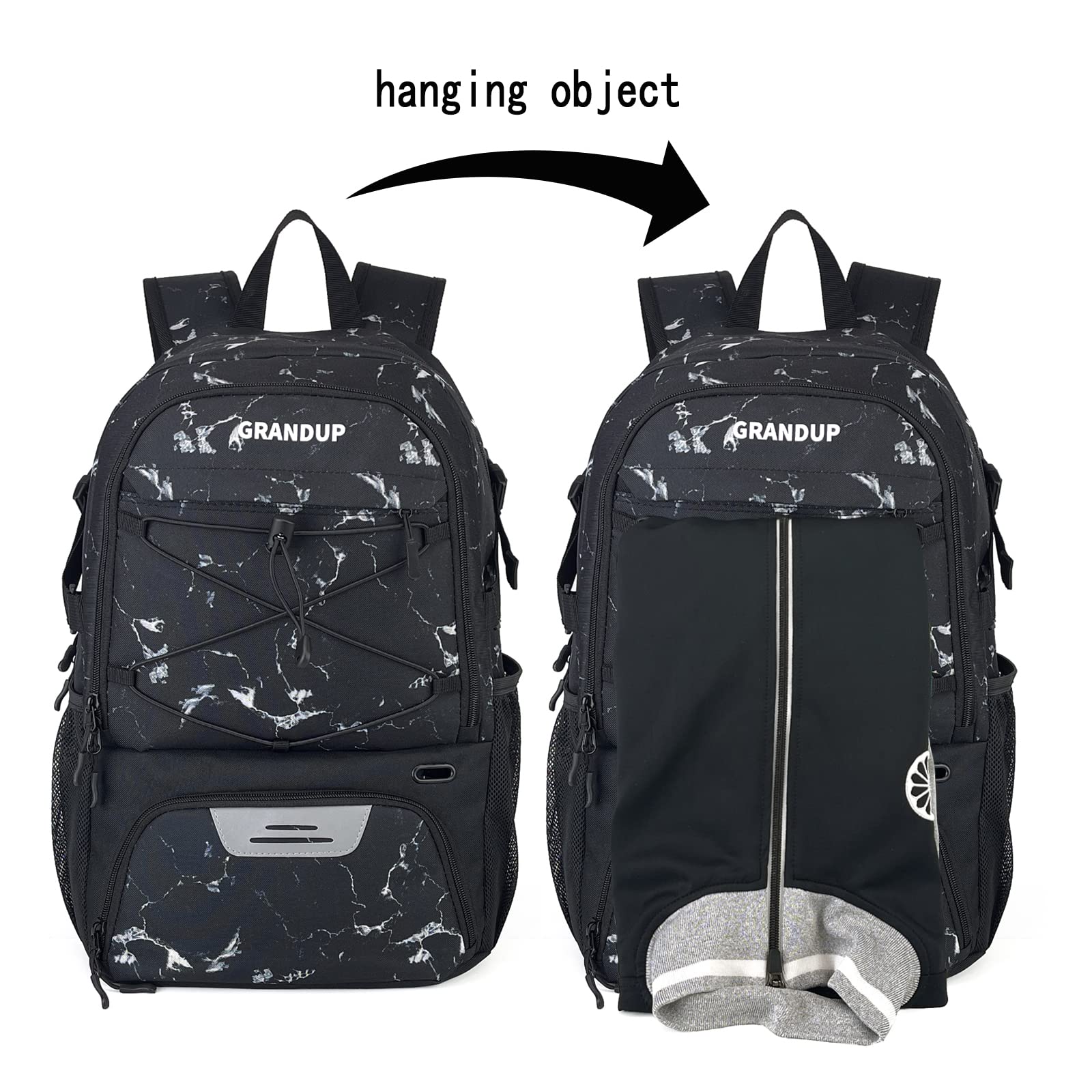 Zaino Da Basket 40L Uomo Donna – Grande Borsa Con Scomparto Per Pallone, Laptop 16" E Scomparto Bagnato/asciutto, Impermeabile, Per Palestra, Viaggi, Sport, Nero - 2