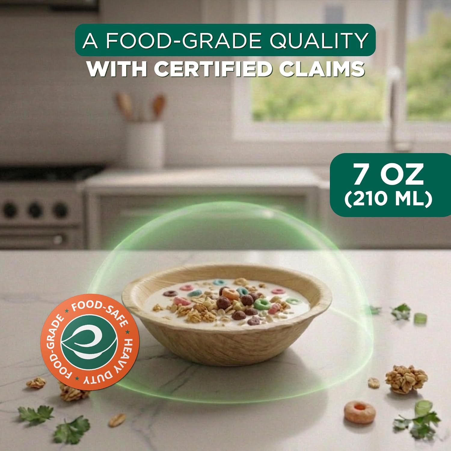 ECO SOUL Palm Leaf Bowl 200 pc, Small 5" (8 Oz) | Round Like Bamboo Bowls, Compostable, Biodegradable, Disposable Palm Leaf Bowls Eco-friendly | Sturdy, Microwave & Oven Safe