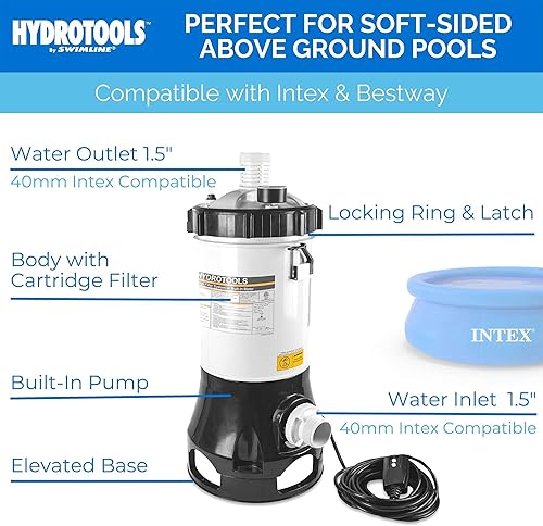 Miniatura 8 de SWIMLINE HYDROTOOLS - Filtro de cartucho de piscina sobre el suelo, Sure-Flo de 25 pies cuadrados con bomba de 0.25 HP, piscina de hasta 5500 galones