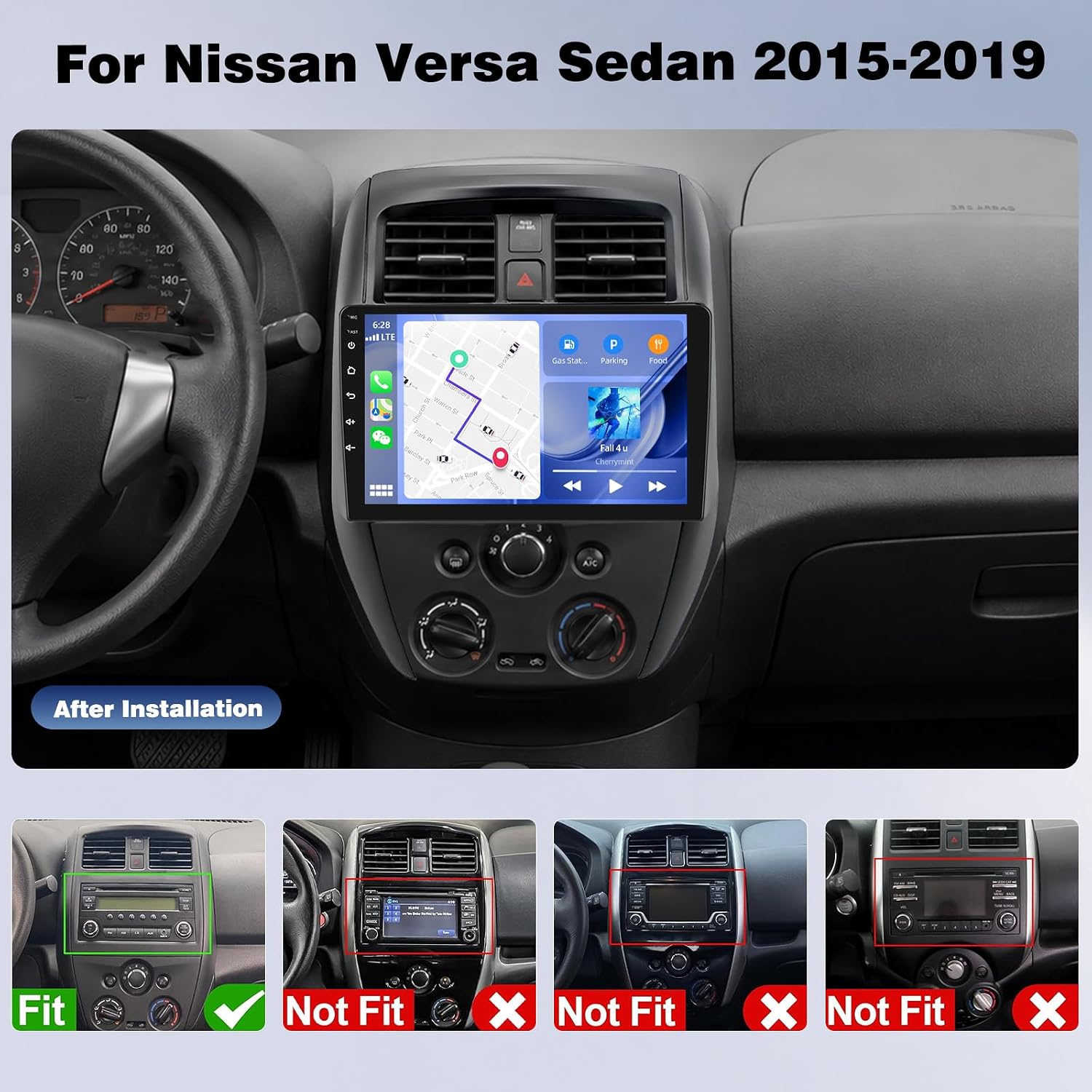 4+64G Car Radio for Nissan Versa Sedan 2015-2019 Wireless Carplay Android Car Stereo, 10.1 Inch Touchscreen with Android Auto 5G WiFi GPS Navigation AHD Backup Camera FM RDS Radio Receiver