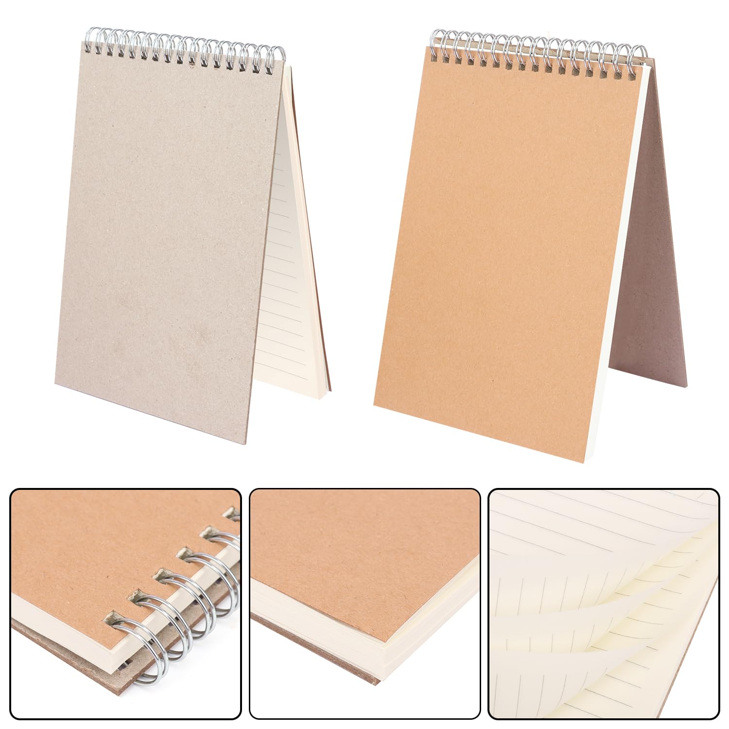 IHDYPPEW Paquete de 20 cuadernos rayados en espiral con parte superior marrón, cuadernos A5 con espiral, versátiles cuadernos medianos para el trabajo, estudio y regalos, suministros de oficina,