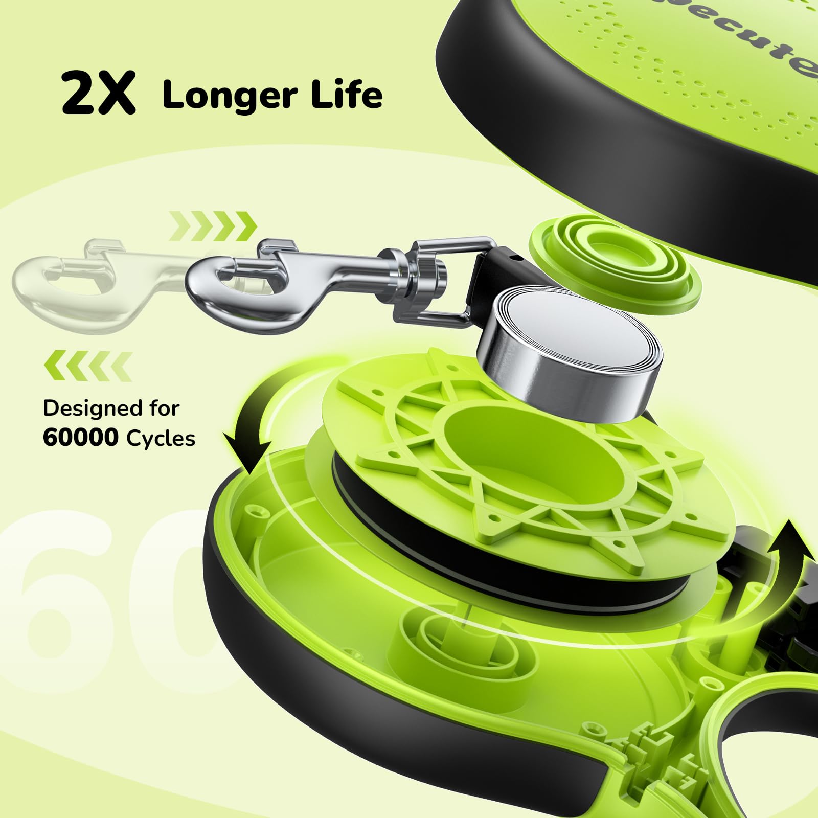 Pecute Guinzaglio Retrattile per Cani, Guinzaglio per Cane 8m con Guinzaglio Esteso Senza Grovigli a 360°, Impugnatura Antiscivolo e Pulsante di Freno Rapido,Verde