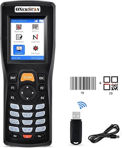 Escáner de inventario, escáner de código de barras inalámbrico 1D y 2D y PDF417 Lector de código de barras QR portátil para dispositivo de