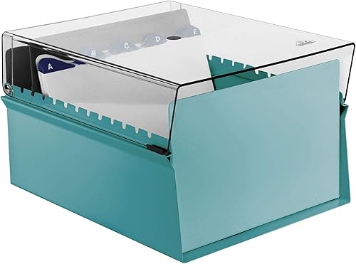 Miniatura 2 de Acrimet Organizador de archivos de tarjetas de 6 x 9 pulgadas, base de metal, resistente (tarjetas de índice AZ y divisor incluidos) (color verde