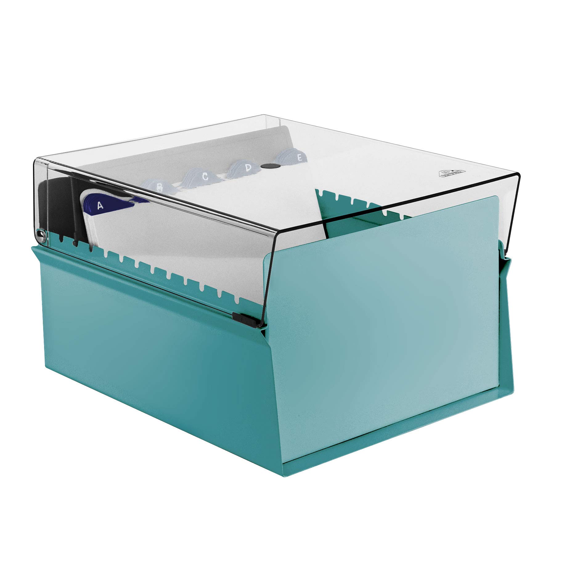 Acrimet 6" x 9" Karteikartenhalter Organizer mit Metallbasis, Robust (Inklusive AZ-Indexkarten und einem Kunststoff-Trenner) (Grüne mit klarer Kunststoffdeckelabdeckung)