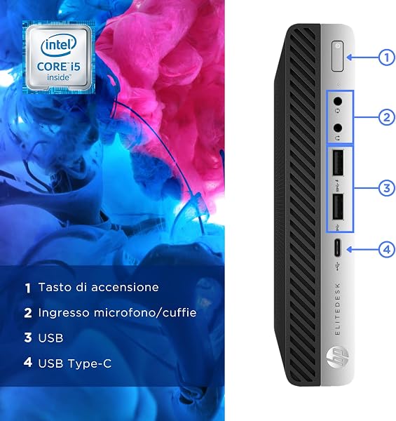HP, Mini Pc Tiny - Intel i5-6500T 4 Core 2.5Ghz - Ram 8Gb SSD 256Gb - Pc Desktop Mini Pronto all'uso con Libre Office e Chiavetta Wi-fi (Ricondizionato) - 4