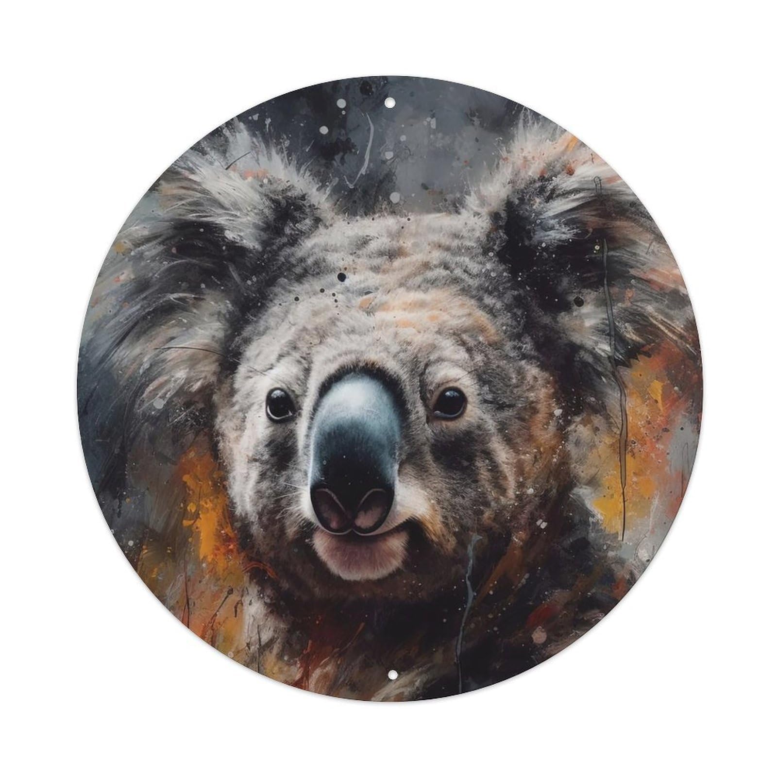 Cwbufd Vintage Style Animal Australian Koala Closeup Bold Color Splash Background Vintage Metal Tin Sign Plaque Wall Decor For Cafe, Club Bar, Office, Garden Metal Poster 8X8inch