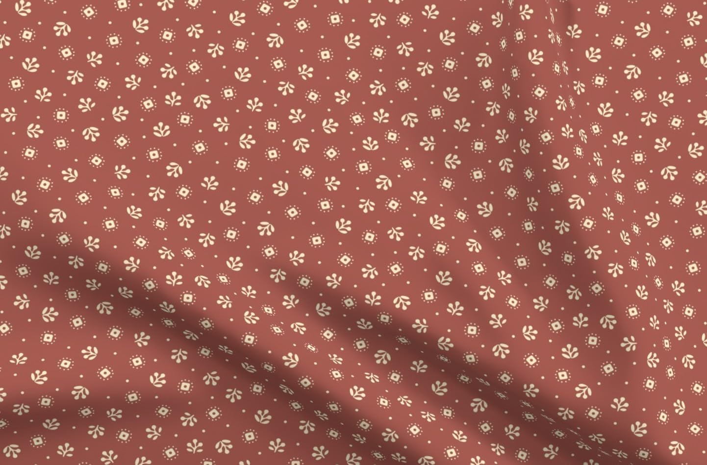 Spoonflower Fabric - Feedsack Floral 1930S Ditsy Scale Vintage Traditional Rust Red Printed on Petal Cotton Fabric Fat Quarter - Sewing Quilting Apparel Crafts Decor