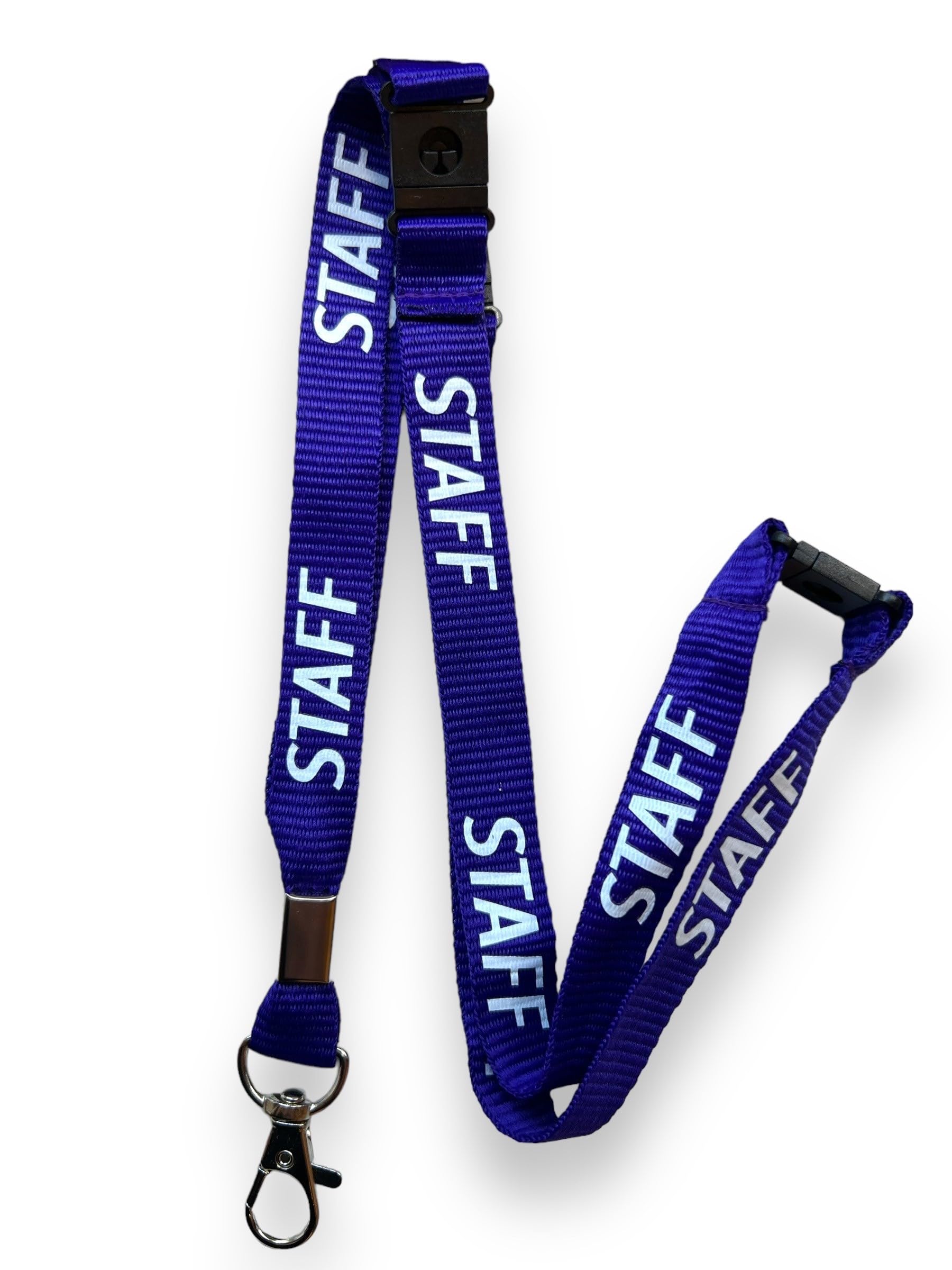 PAC Supplies Global 15mm Colourful STAFF Printed Neck Lanyard With 3 Point (Triple) Safety Breakaway (Purple, 5)
