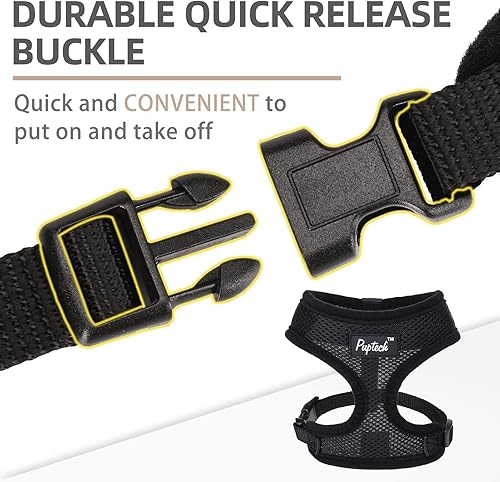 Miniatura 129 de Pupteck - Arnés para perro, chaleco de malla suave con relleno cómodo para cachorros, perros y gatos, evita los tirones, color negro y blanco