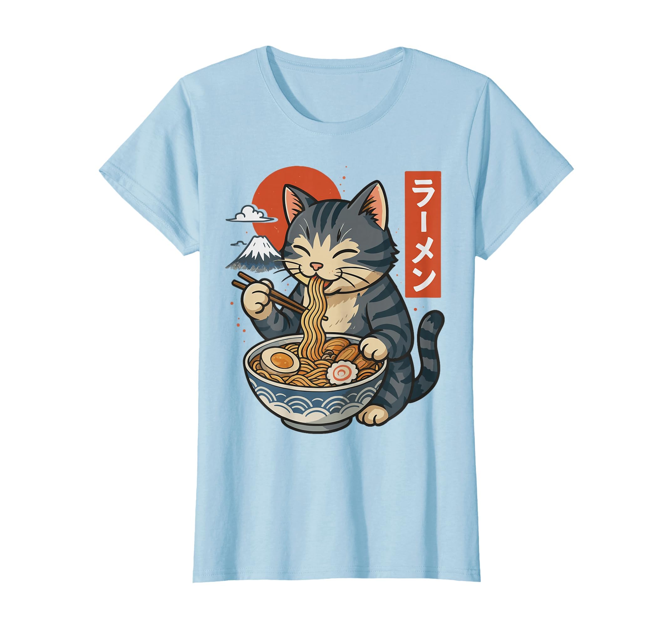 Anime Cat Eating Ramen Retro Kawaii Ramen Cat T-Shirt