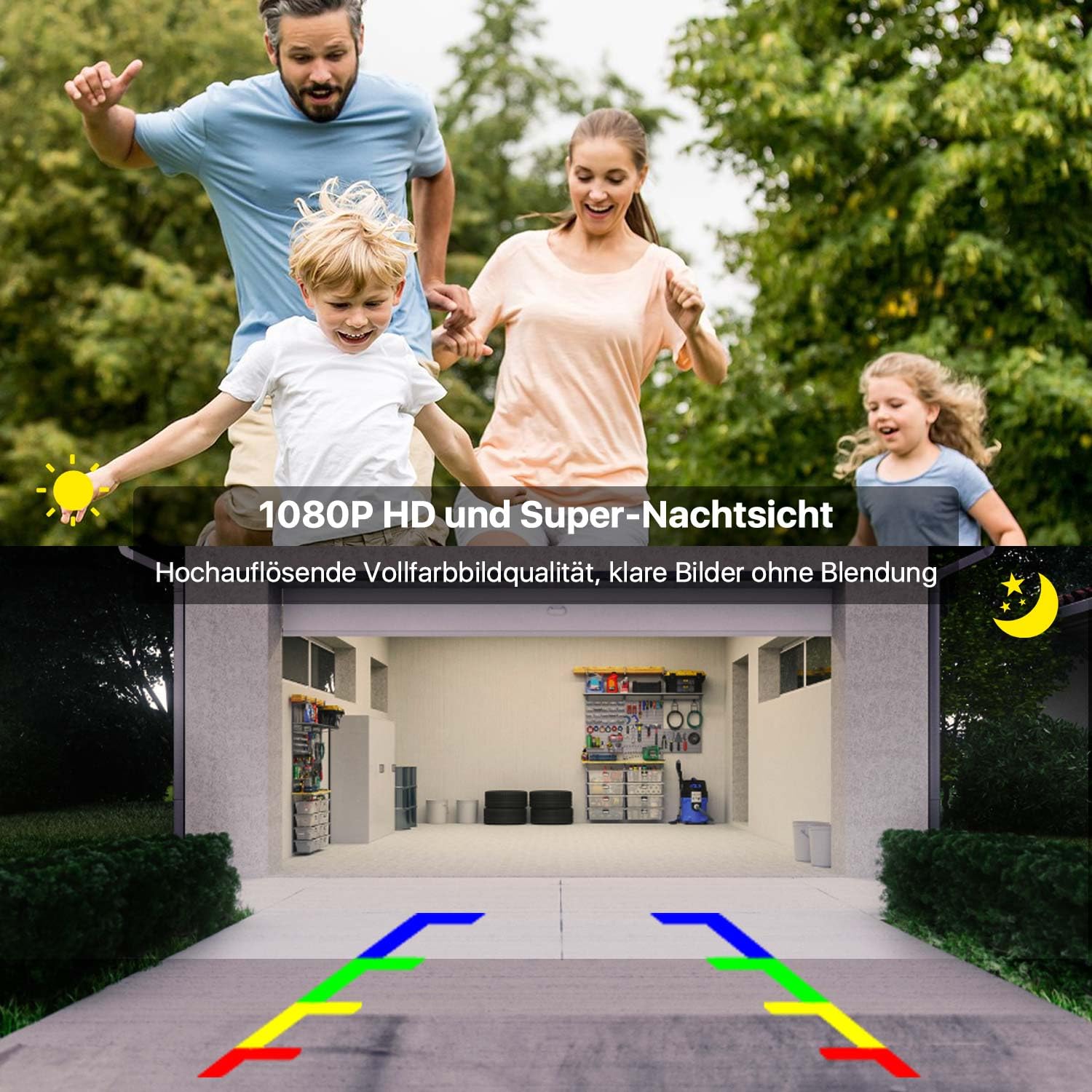 Caméra de recul WiFi, caméra de recul pour Voiture 5G 1080P HD pour iPhone iPad Android Smartphone Tablette avec Angle de Vue Large à 170 degrés