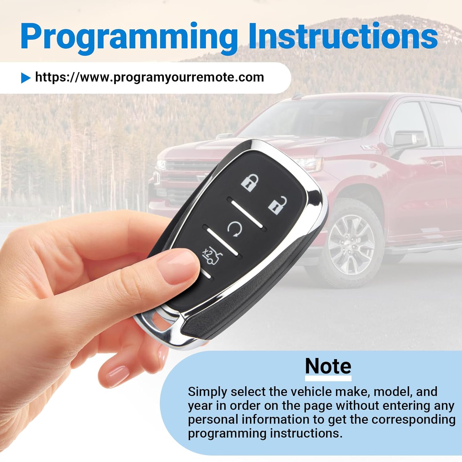 Key Fob Replacement Compatible with 2006-2021 Chevy Malibu Camaro 2006-2019 Chevy Cruze Keyless Entry Remote Control HYQ4EA 4-Btn (1-Pack)