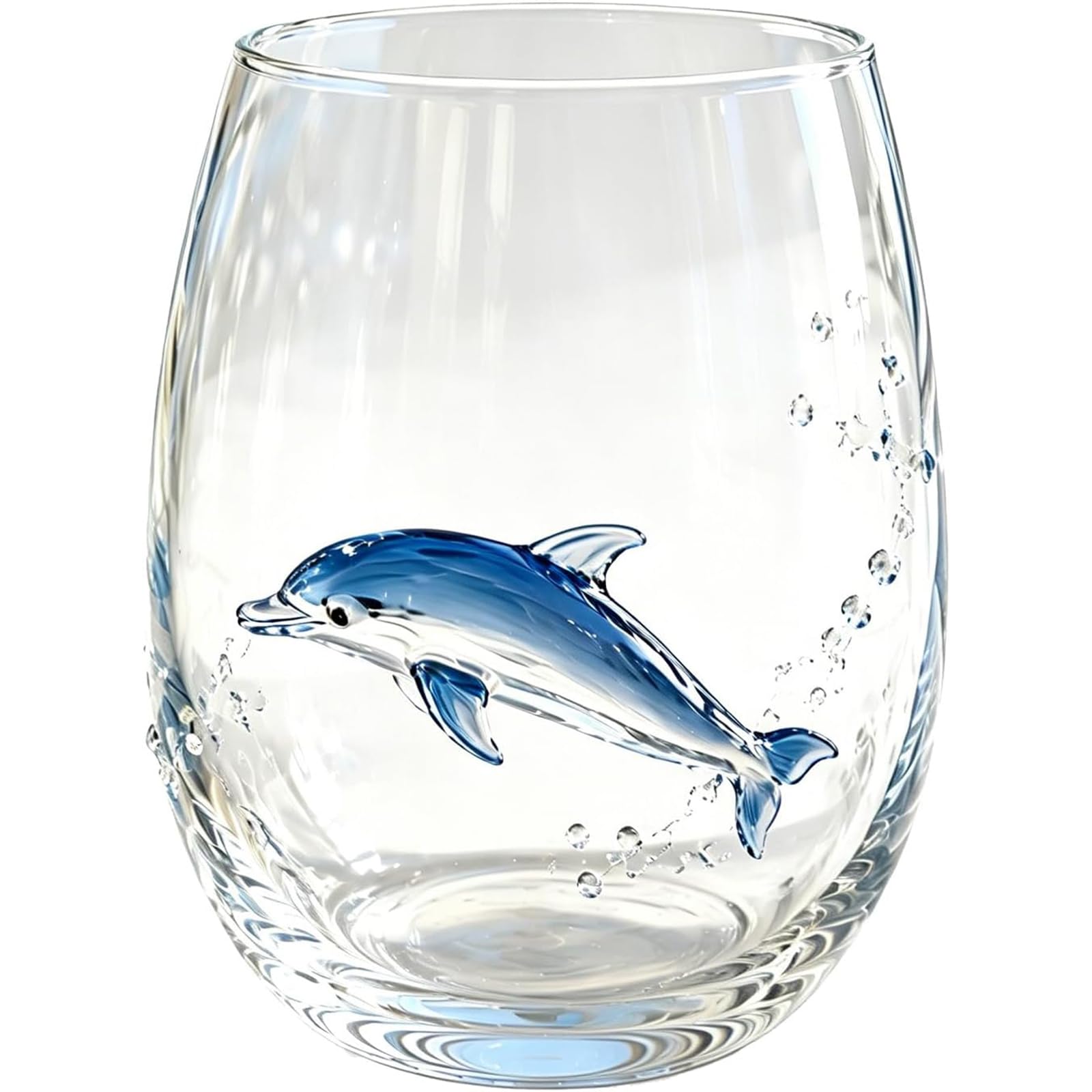 Vaso de cristalería artesanal con pulpo de anillos azules de diseño exclusivo