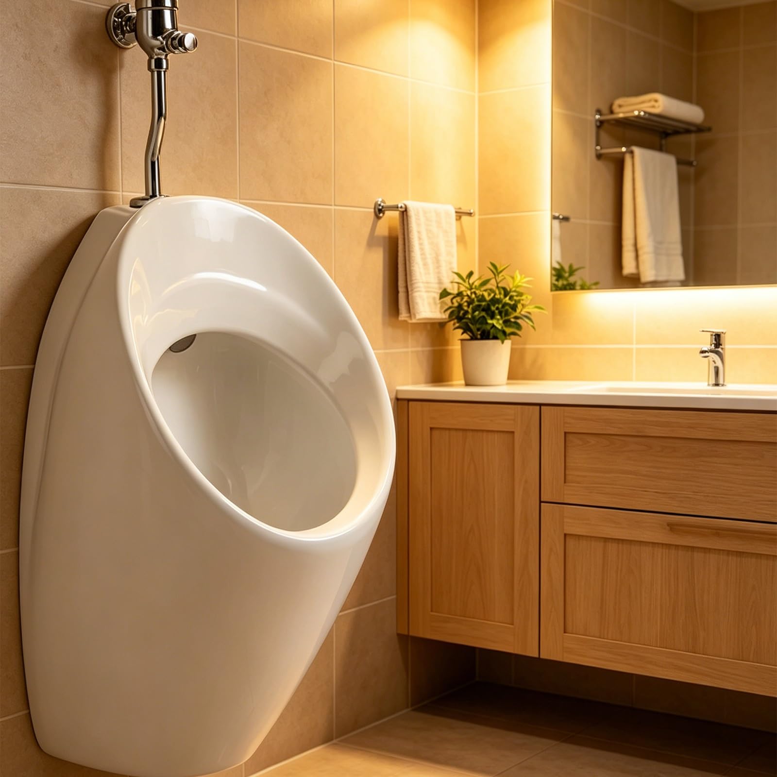 Eiwitany Odor-proof Wall-mounted Ceramic Men's Urinal with Powerful Nozzle Flushing, Modern Design for Home, Hotel and Commercial Use