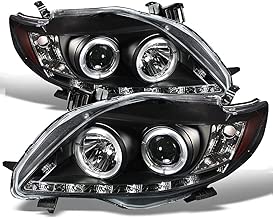 ACANII - For 2009-2010 Toyota Corolla LED DRL Dual Halo Black Housing Projector Headlights Headlamps, Driver & Passenger - coolthings.us