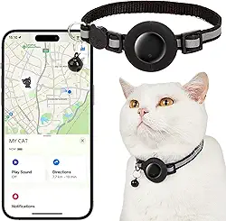 Coleira GPS para Gatos Localizador Eletrônico de Animais de Estimação Compatível com Apple Find My à Prova D'água Longa Vida Útil da Bateria Visibilidade Aprimorada
