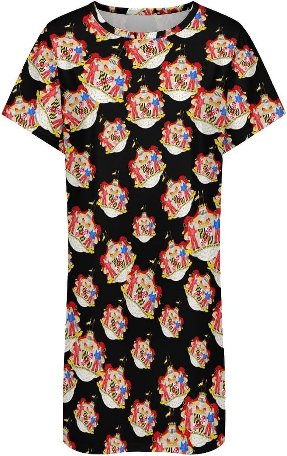 Coat of Arms of The State of Maryland Nightgowns for Women Short Sleeve Sleep Dress Casual Sleepshirt Night Gowns Pajamas