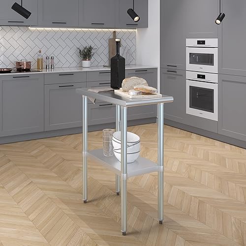 Vista 237 de AmGood Mesa de trabajo de acero inoxidable de 18 pulgadas x 36 pulgadas Mesa de preparación de alimentos de cocina de metal NSF