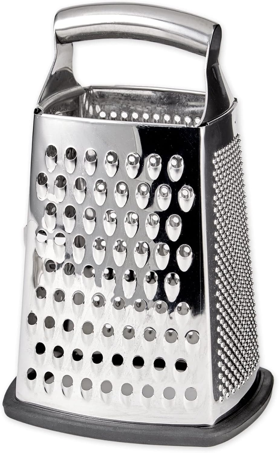 Deluxe Handheld Box Grater 6 X 5 9-3/4-inch Non-Slip Bottom Silver Stainless Steel