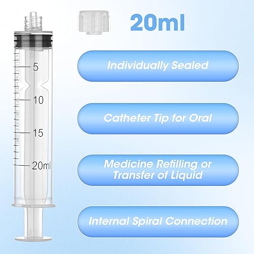 Miniatura 35 de Jeringa Luer Lock de 0.1 fl oz para líquidos, jeringa con tapa, paquete de 30 unidades envueltas individualmente