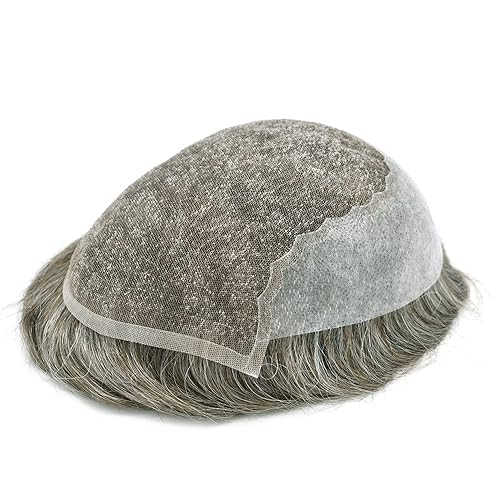 Miniatura 7 de Tupé de encaje suizo para hombres, postizos, sistema de reemplazo de cabello humano real para hombre, tupé, protesis capilar para hombre, 7 ''X9 '',