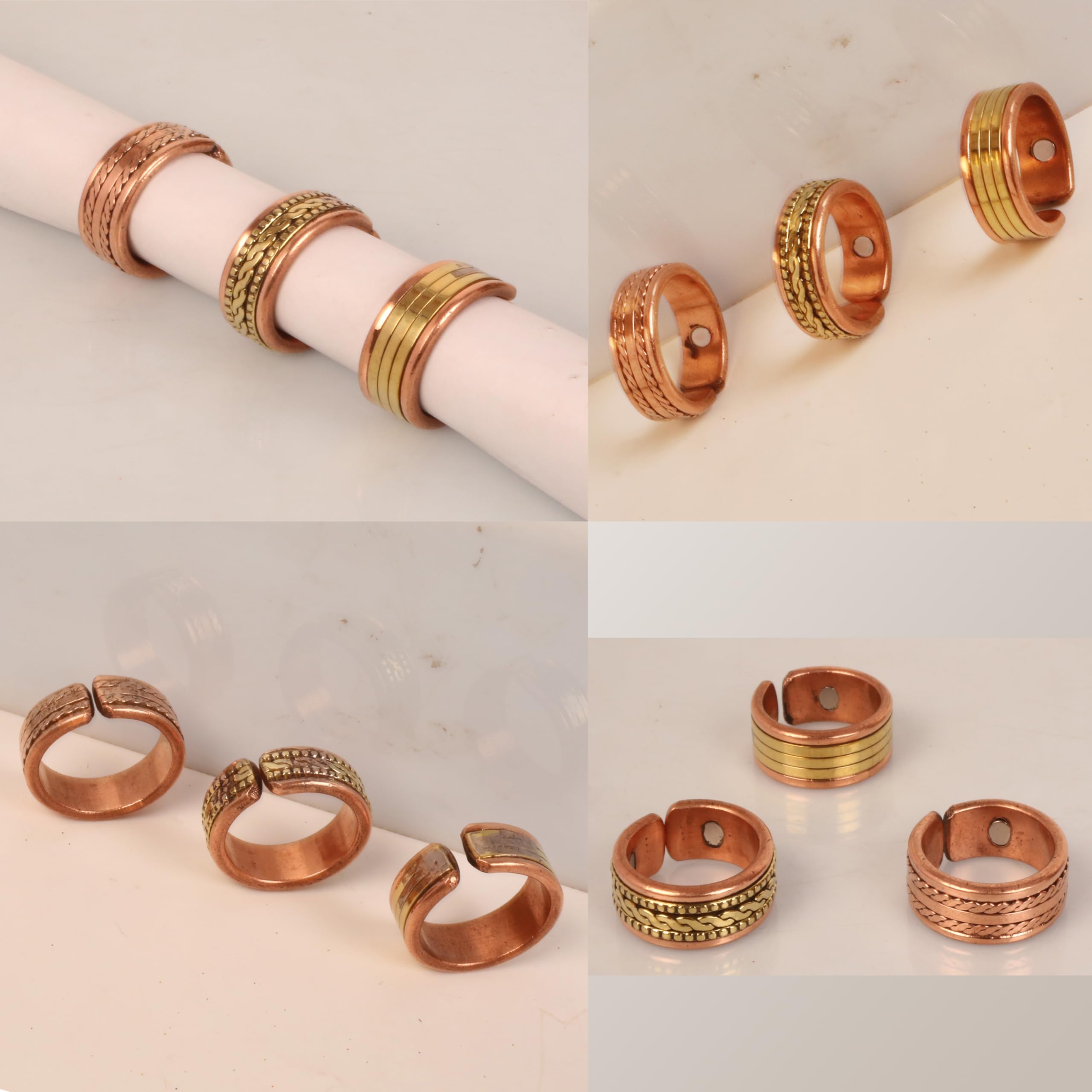Touchstone Realizzato a mano da abili artigiani indiani Anello magnetico in rame puro resistente