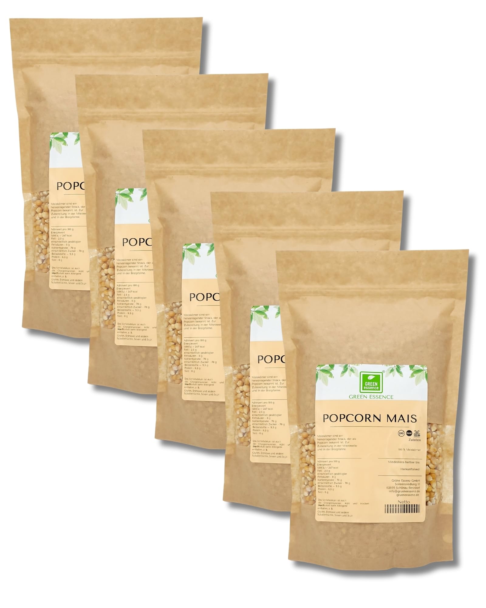 Butterfly Popcorn Mais 5kg von Green Essence - Ungesalzen und ungesüsst Popcornmais aus Maiskörnern - Mais für Popcornmaschine, ideal als Kino Popcorn