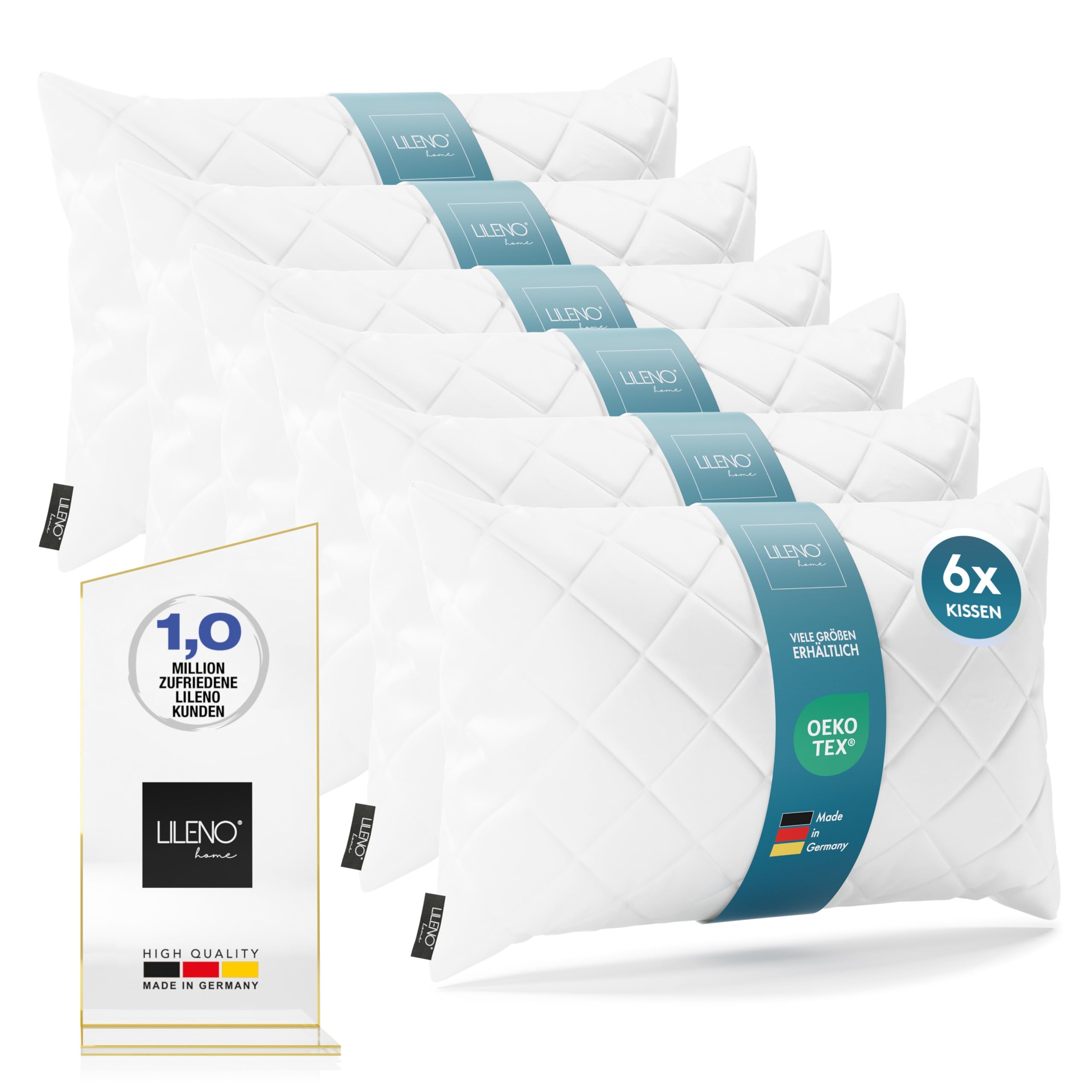 LILENO HOME 6er Set Kissenfüllung 50 x 70 cm - 95°C waschbares Innenkissen geeignet für Allergiker - Polyester Kisseninlet als Couchkissen, Sofa Kissen, Cocktailkissen und Kopfkissen