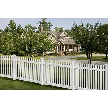 Amazon Com 4 Ft X 8 Ft Glendale Spaced Picket Vinyl Fence Panel With Pointed Pickets Garden Outdoor