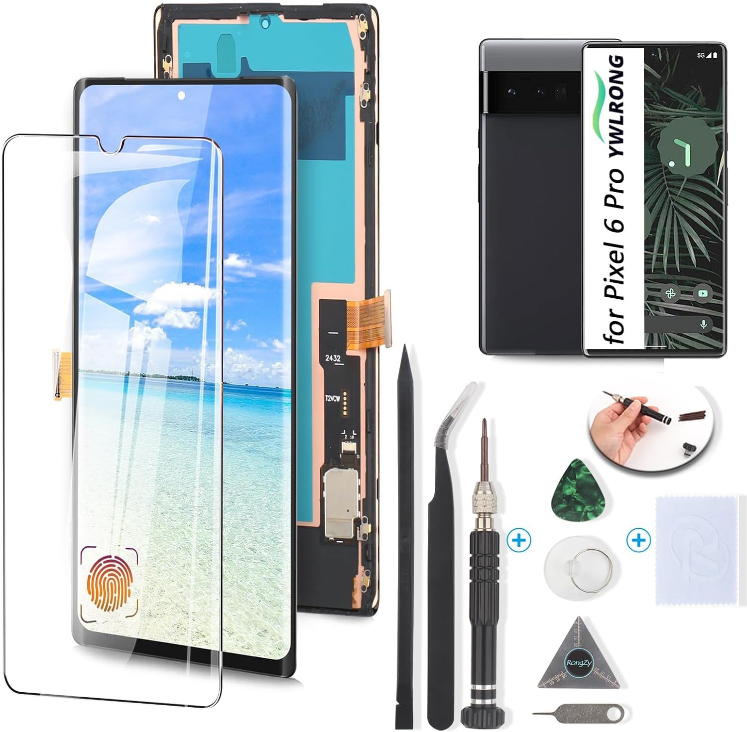 OLED Screen for Google Pixel 6 Pro Screen Replacement for Google Pixel 6 Pro 5G GLUOG G8VOU LCD Display Touch Screen Digitizer Assembly with Tools(Support Fingerprint)
