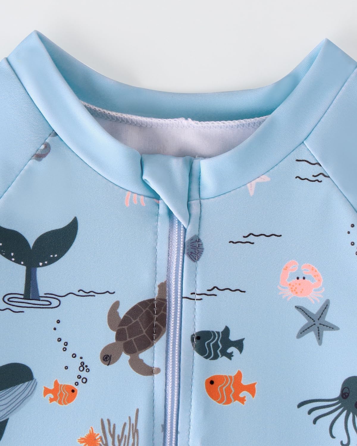 JiAmy Rash Guard strój kąpielowy dla małych chłopców, strój kąpielowy z długim rękawem z kapeluszem przeciwsłonecznym 6M do 4Y