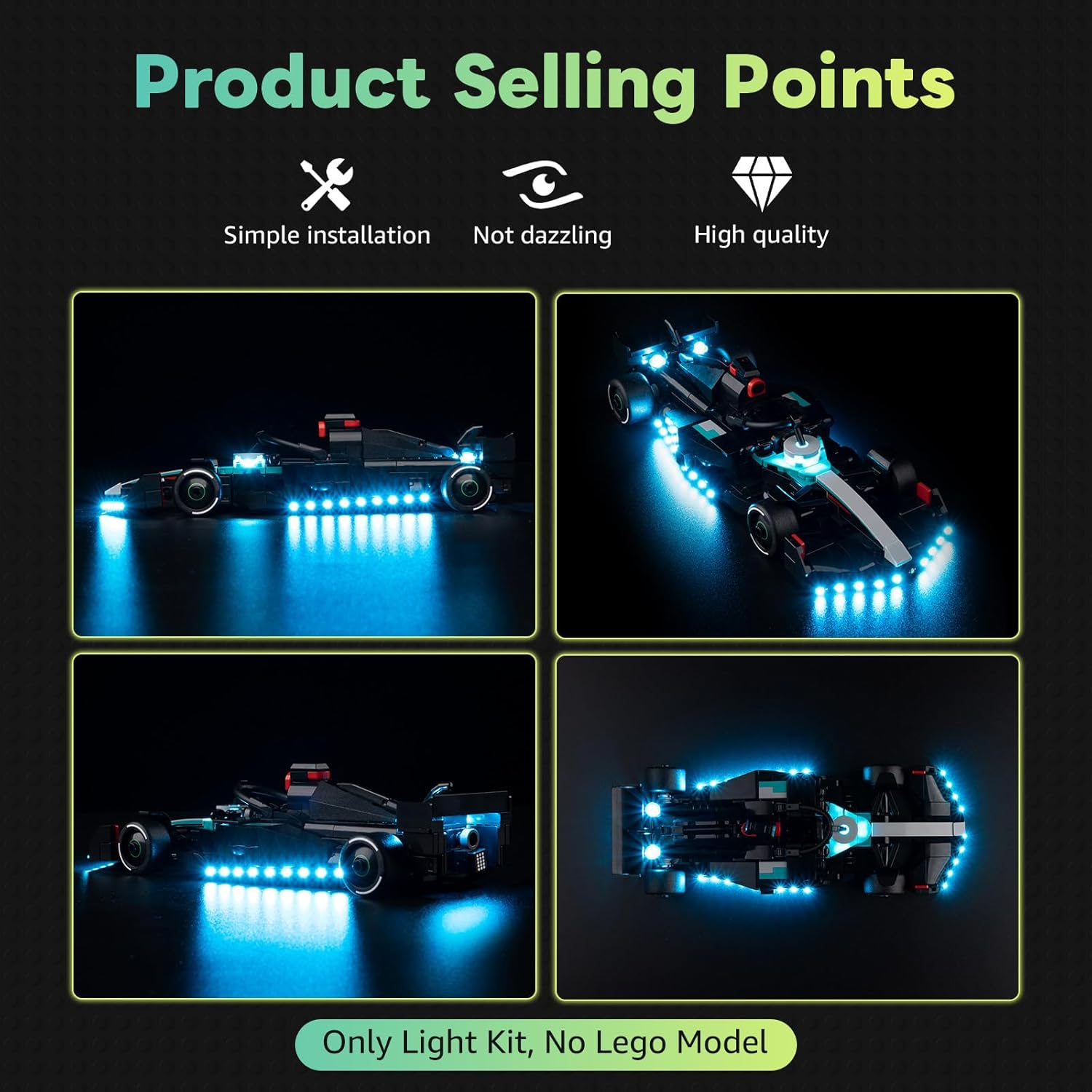 Kyglaring LED Light Kit Compatible with Lego 77244 Set, Lighting Accessories for F1 W15 Car, Lights Only (Model Not Included), Classic Version.