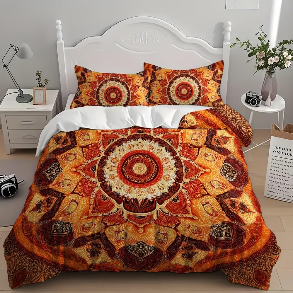 Copripiumino 155x200 cm Colore Arancione 3 pezzi, microfibra ipoallergenica