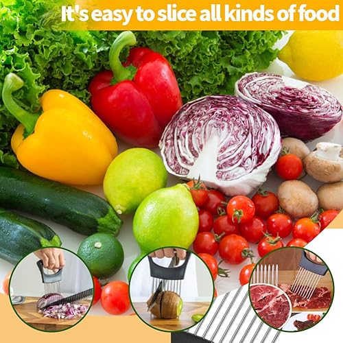 Vista 6 de Soporte de cebolla para rebanar, rebanador y picador de cebolla de acero inoxidable, cortador de limón y verduras, herramienta de cocina, asistente