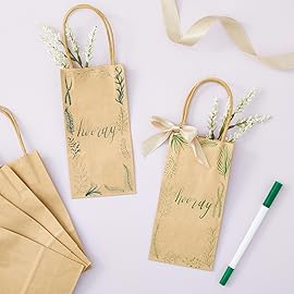 Juvale Brown Gift Bags with Handles - 100-Pack Small (3.5 x 2.4 x 7 in) - Durable 120 GSM Paper Construction - Bulk Party Favor Bags - Plain Design for DIY Decorating & Branding