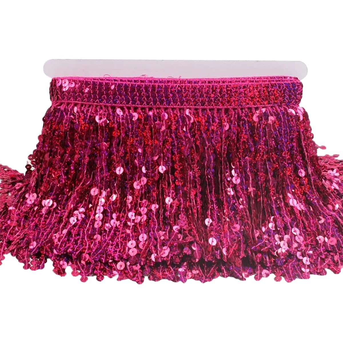 Frange à paillettes en dentelle rose de 16cm pour réparer et embellir vos vêtements