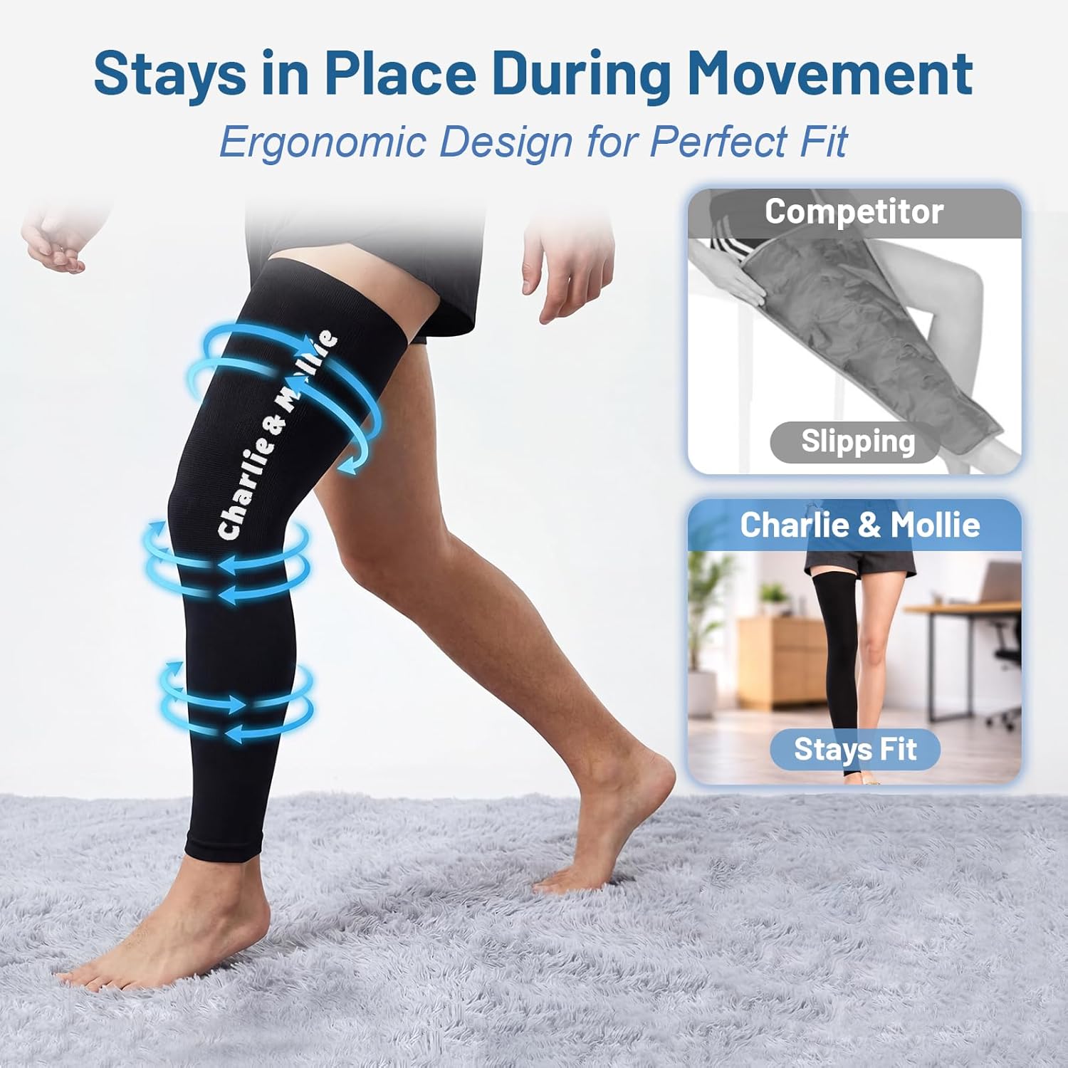 Full Leg Ice Pack Wrap with 360° Coverage for Muscle Recovery After Exercise, Reusable Gel Ice Packs for Injuries, Hot Cold Therapy for Sports Injury Recovery, 3 Size Options for Better Fit (Large)