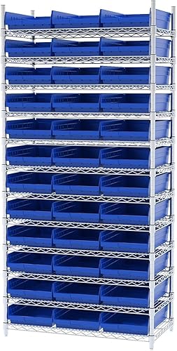 Miniatura 5 de Akro-Mils 30178 - Caja de plástico para estantes anidados, (18 x 11 x 4 pulgadas), azul, (paquete de 12)