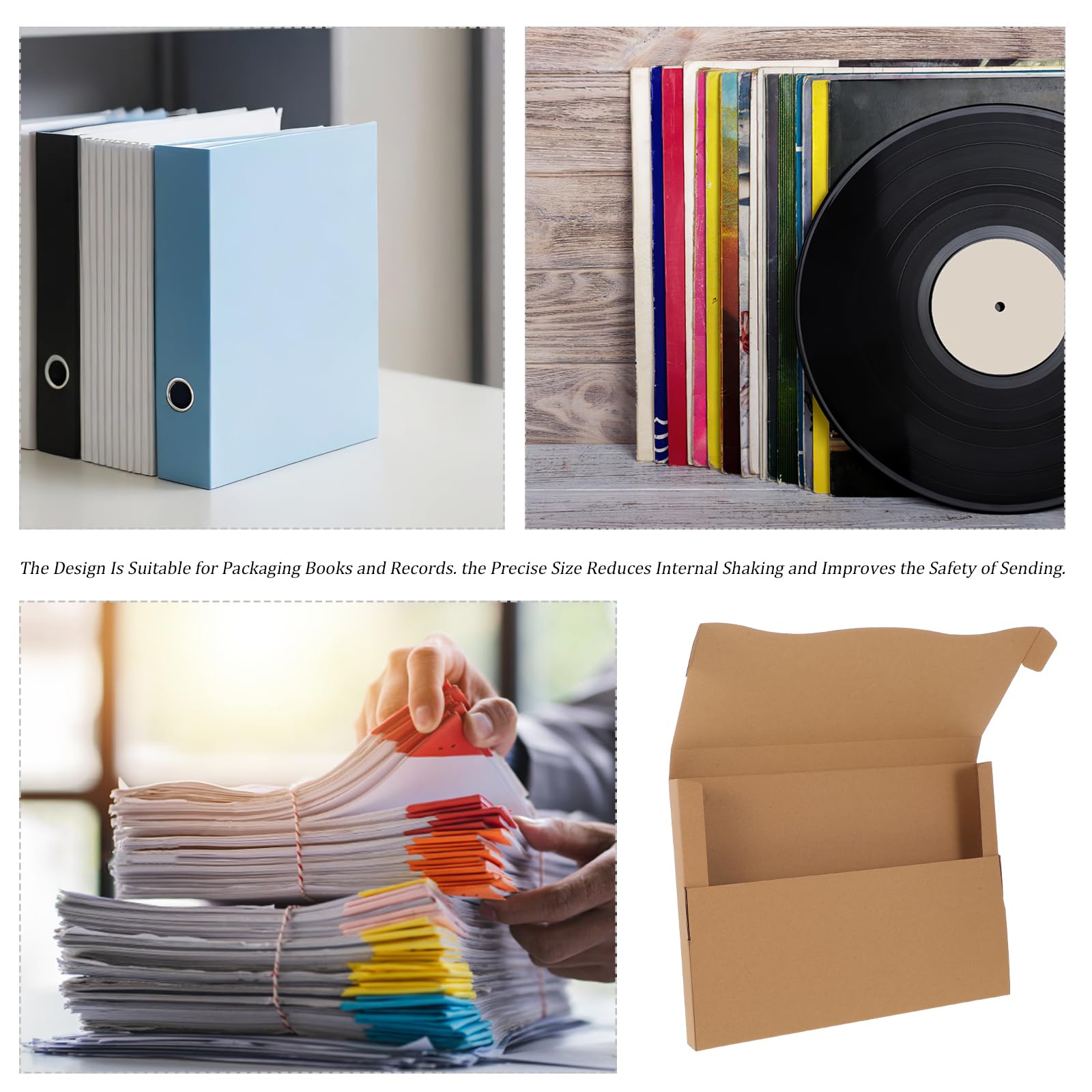 20 Szt. Sztuk Kartonowych Pudełek Wysyłkowych Winyle Wytrzymałe Pudełka z Papieru Kraft Do Bezpiecznego Pakowania i Transportu Albumów Muzycznych Oraz Książek